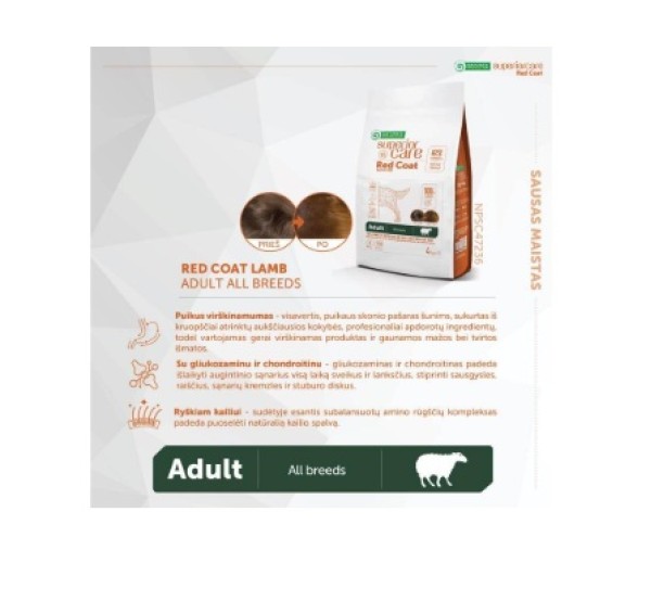 Nature’s Protection Red Coat Grain Free Lamb Adult All Breeds - Суха храна за израснали кучета от всички породи с червена козина с агнешко месо - 10 кг